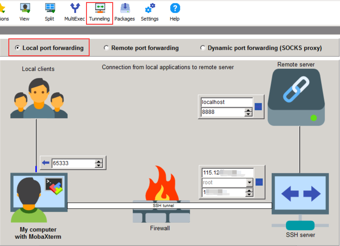 MobaXterm配置SSHTunnel